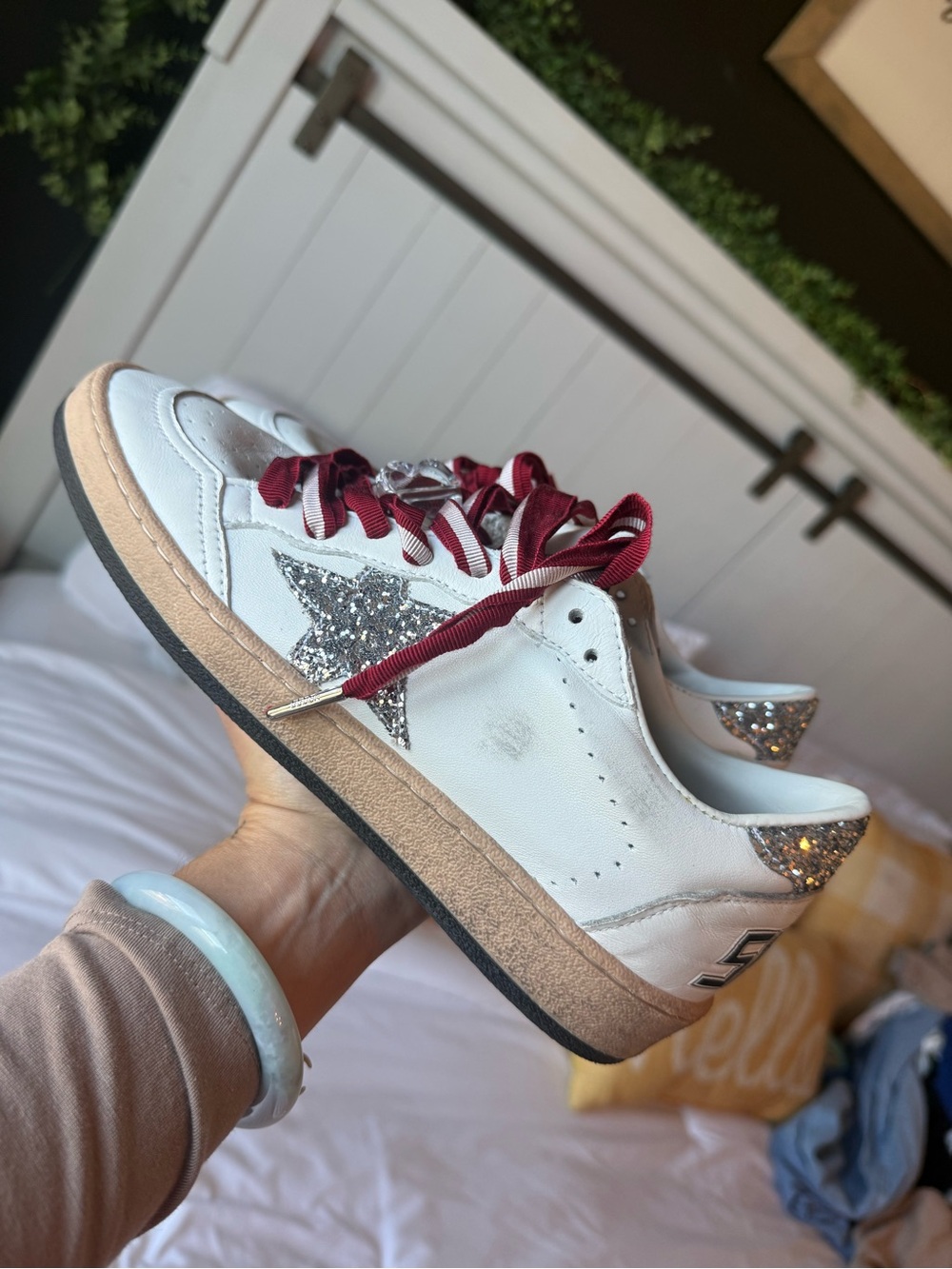 Golden Goose Ballstar Nappa Upper And Spur Glitter with special laces